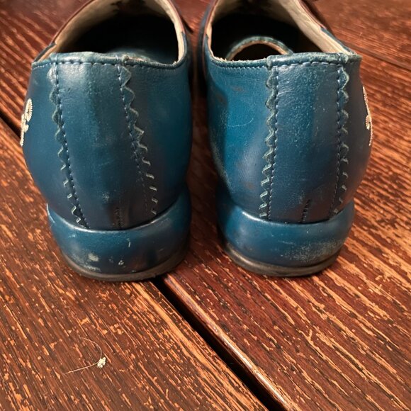 RARE Fluevog Erika Loafers Lace Up Brown Blue Selling as-is CUTE Retro Size 7 - Picture 6 of 13